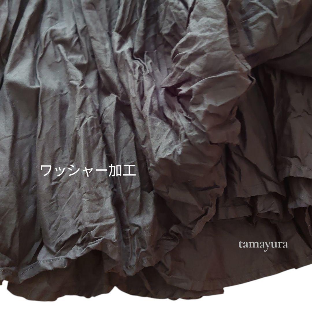 超美品 ミズイロインド/ボリュームフレアスカート ロング ブラック 黒