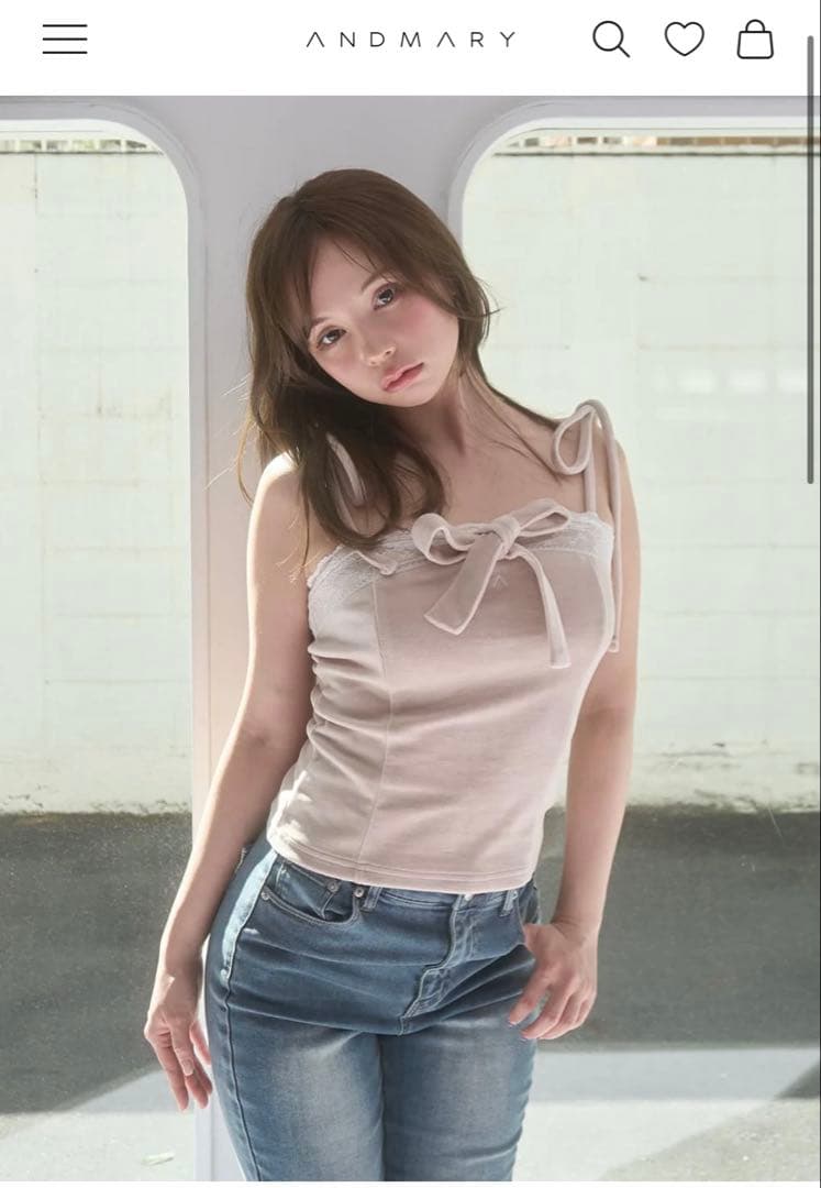 トップス andmary jemma ribbon camisole beige