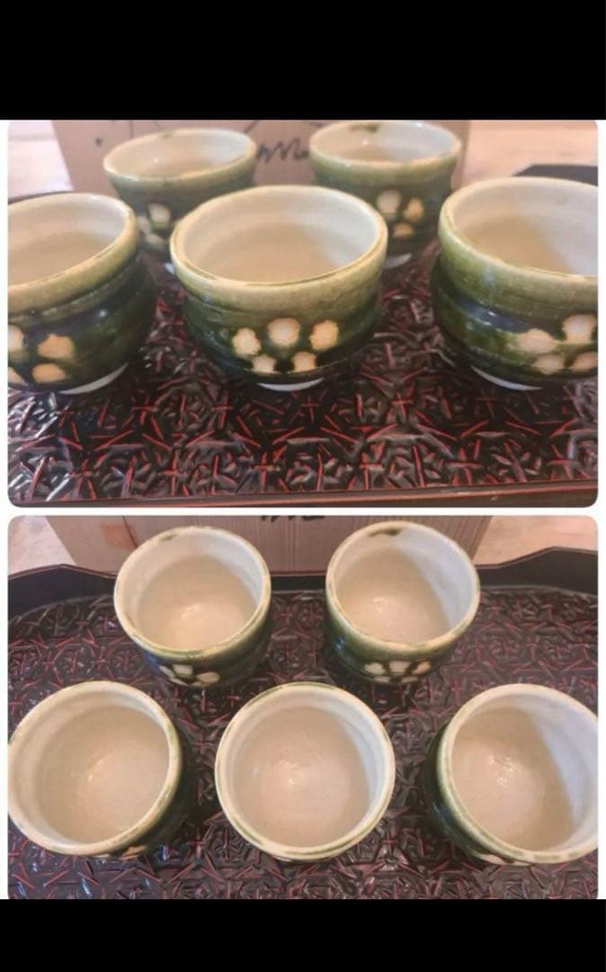 赤津焼 東窯 春草 茶器 急須、湯呑み×5客 茶道具