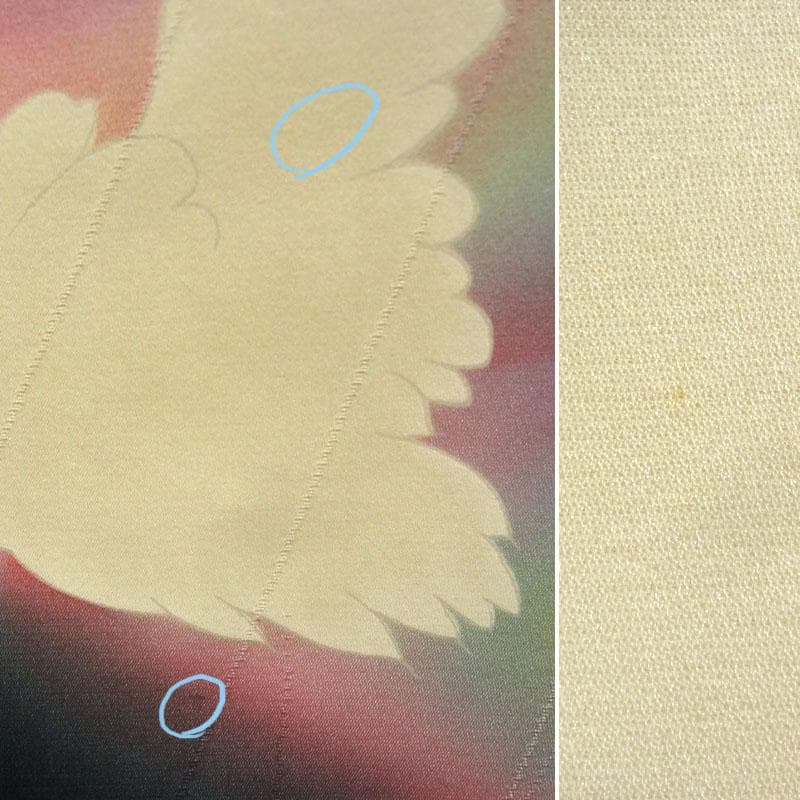 黒とピンクのぼかしに銀彩と白鳥　振袖　トールサイズ