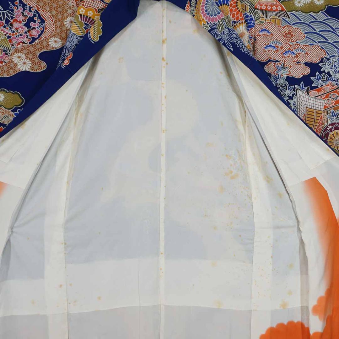 紅型文様　華尽くし　正絹振袖　長襦袢付き　160cm　a245