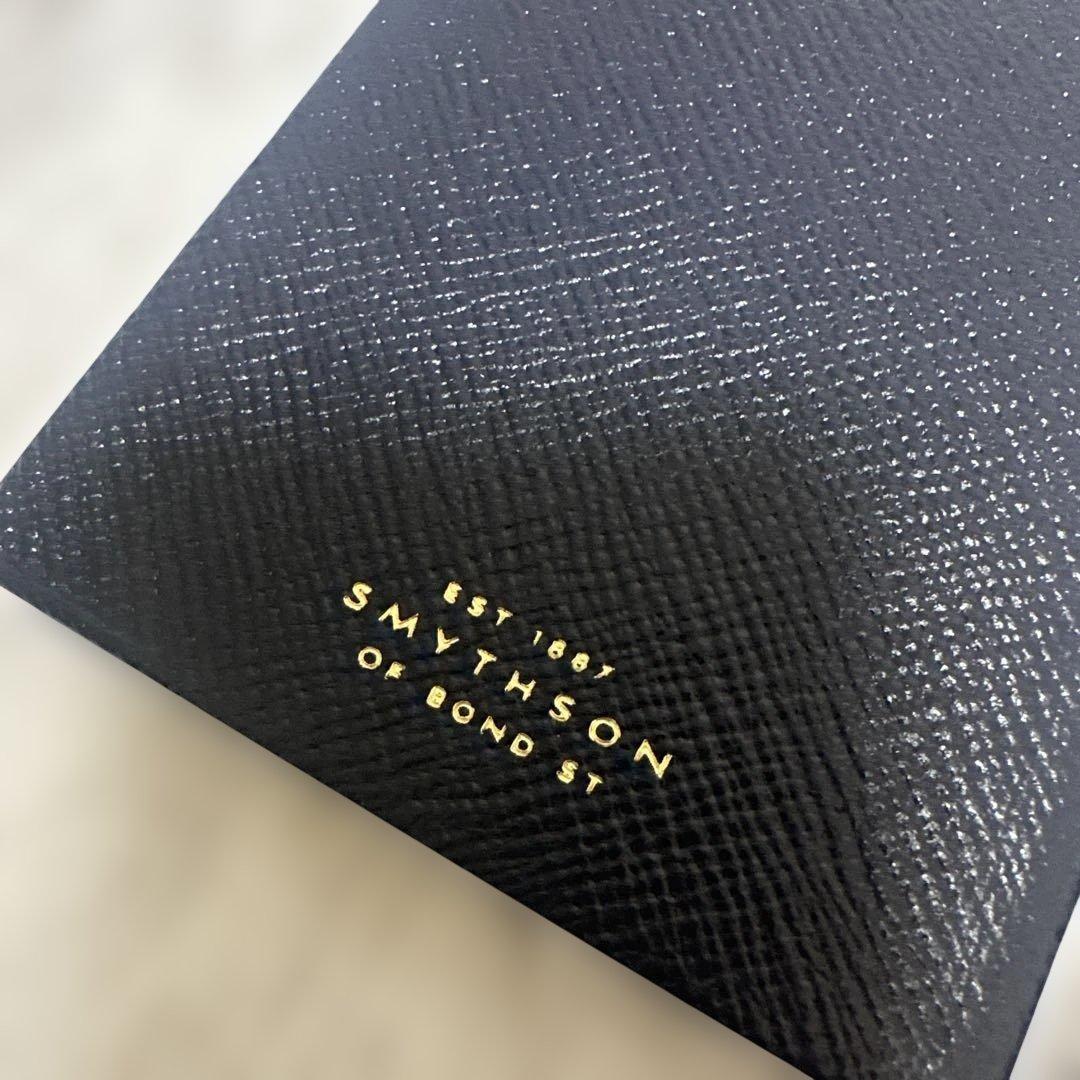 【未使用】SMYTHSON パナマノート 紺レザー金縁