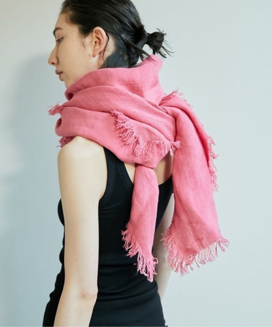 美品！【ASAUCE MELER】ベルギーリネンフリンジストール