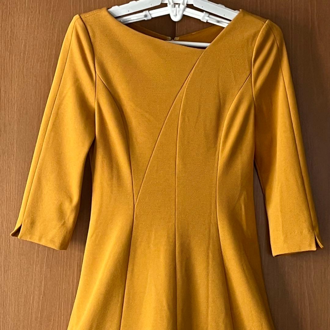 新品　ANAYI ストレッチフレアワンピース　アシンメトリー　ひざ丈　日本製