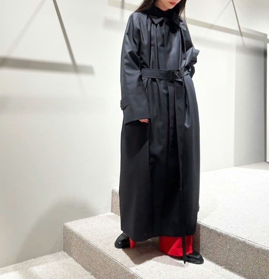 HYKE│WOOL GATHERED COAT 黒 サイズ2