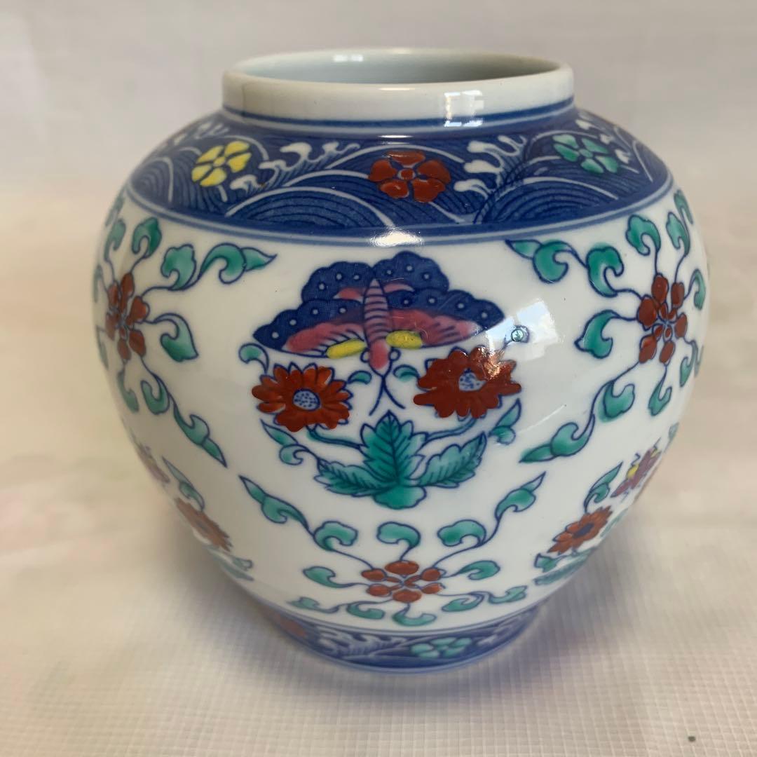中国美術　豆彩壺　茶入　花瓶　煎茶道具　大明成化　景徳鎮