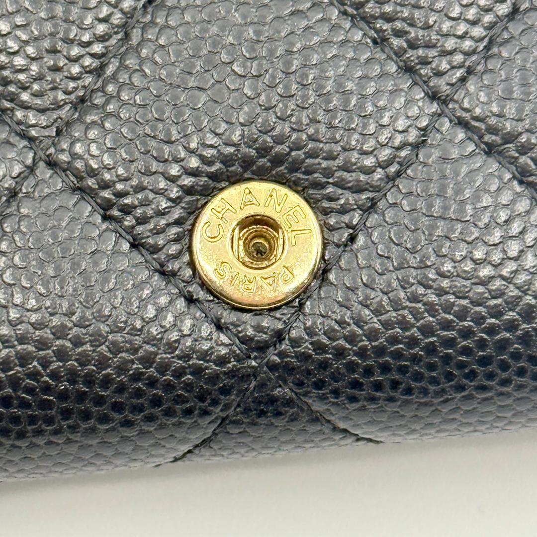 美品　CHANEL シャネル　マトラッセ 三つ折り財布　キャビアスキン