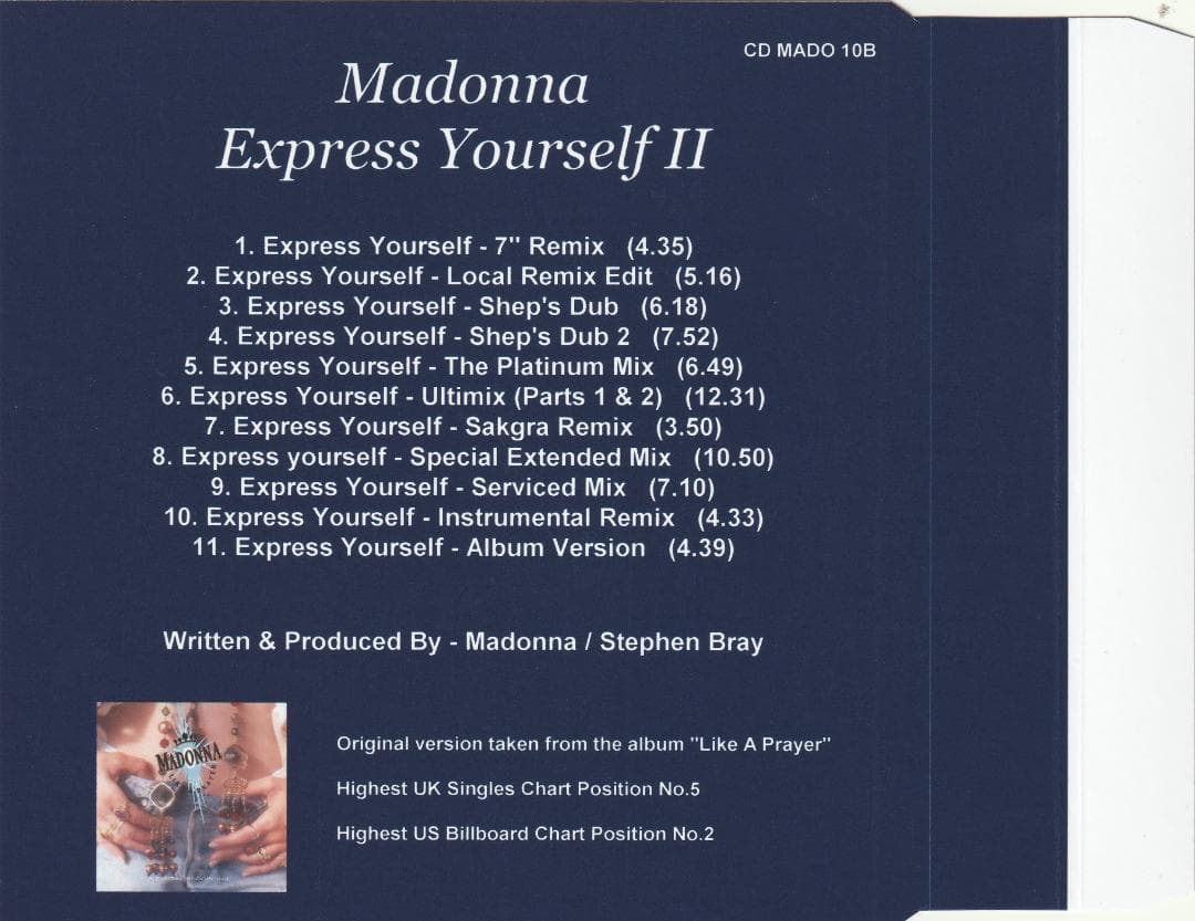 Madonna　Express Yourself　貴重　11リミックス　CD