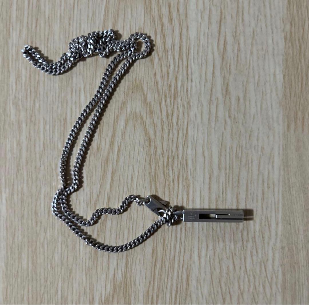 GUCCIシルバー バー型ペンダント ネックレス 約48〜49cm 最終値下げ