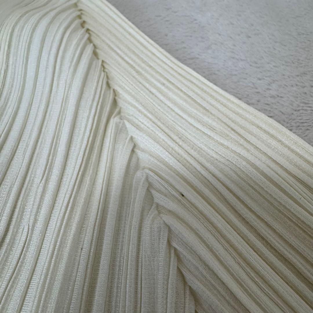 PLEATS PLEASE XLサイズ アイボリー　ノーカラー　カーディガン