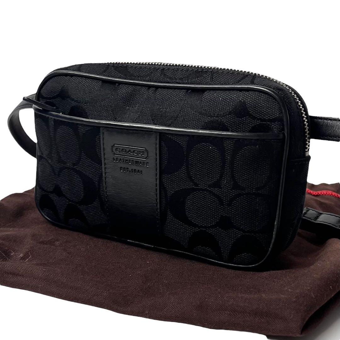美品✨ COACH コーチ ウエストバッグ ウエストポーチ シグネチャー 黒