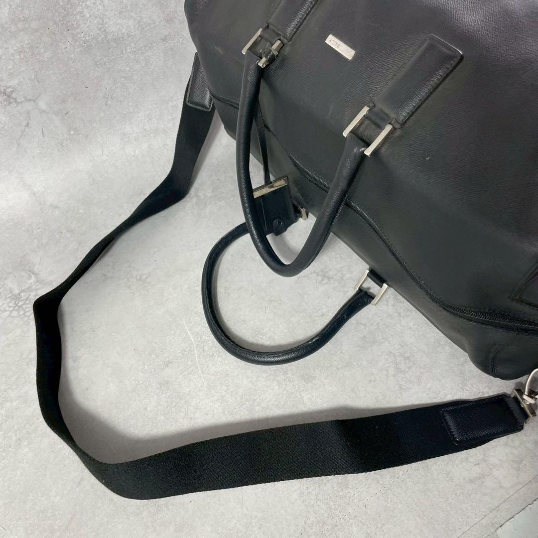 美品✨大容量 バリー 2way ボストンバッグ レザー 斜め掛け ロゴ金具 黒