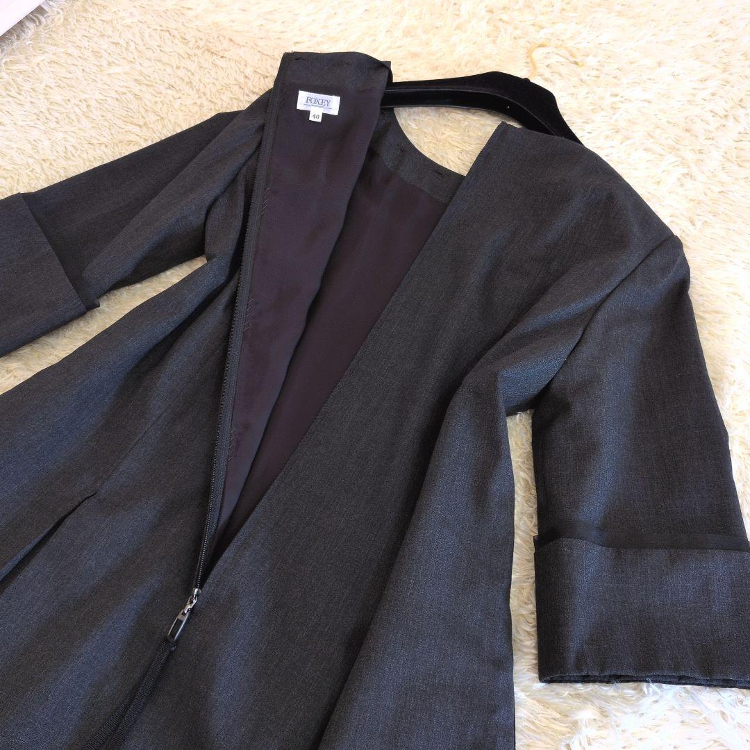 日本製★FOXEYBOUTIQUE　ワンピース　ダークグレー　5分袖　ひざ丈40
