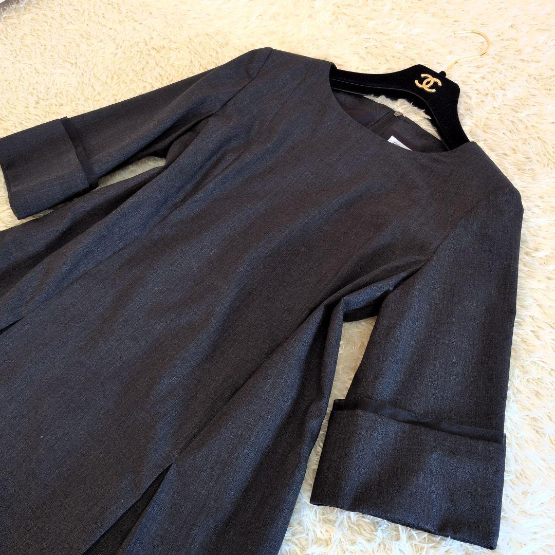 日本製★FOXEYBOUTIQUE　ワンピース　ダークグレー　5分袖　ひざ丈40