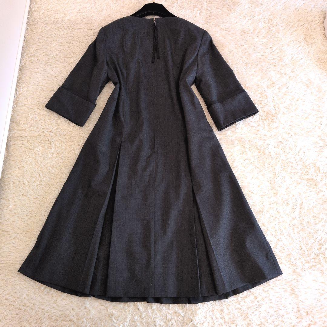 日本製★FOXEYBOUTIQUE　ワンピース　ダークグレー　5分袖　ひざ丈40