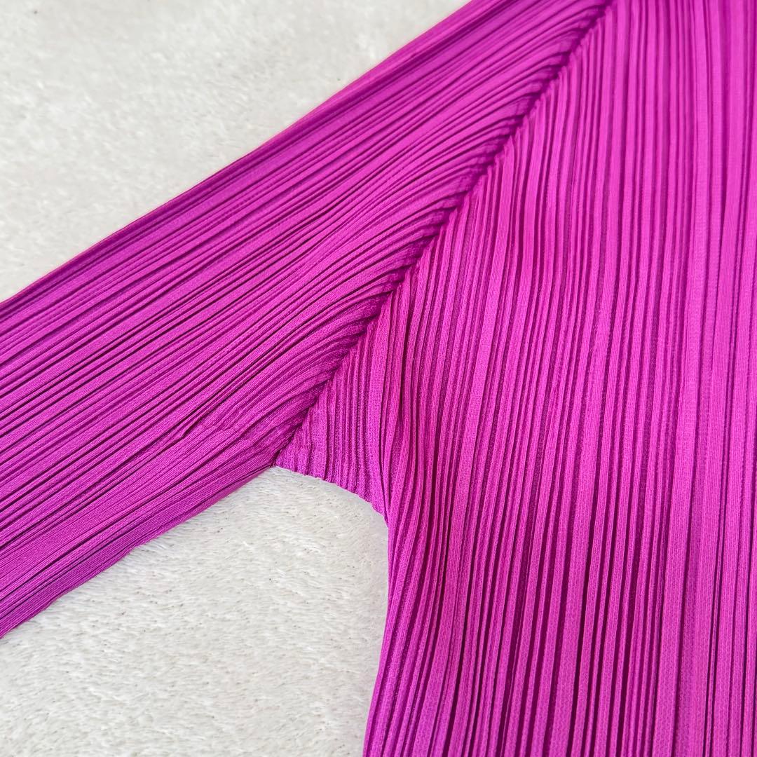 極美品✨PLEATS PLEASE プリーツ　変形　パープル　ロングカーディガン