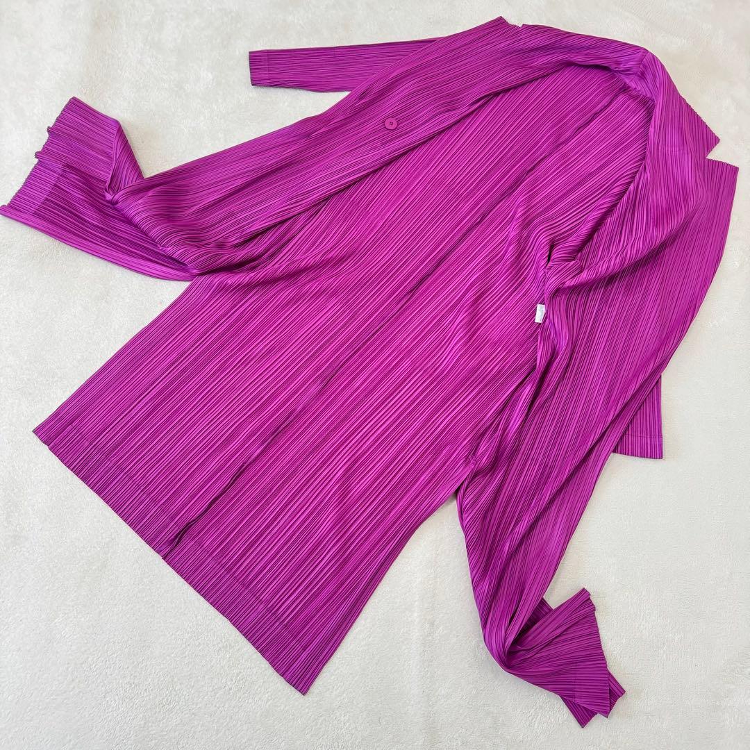 極美品✨PLEATS PLEASE プリーツ　変形　パープル　ロングカーディガン