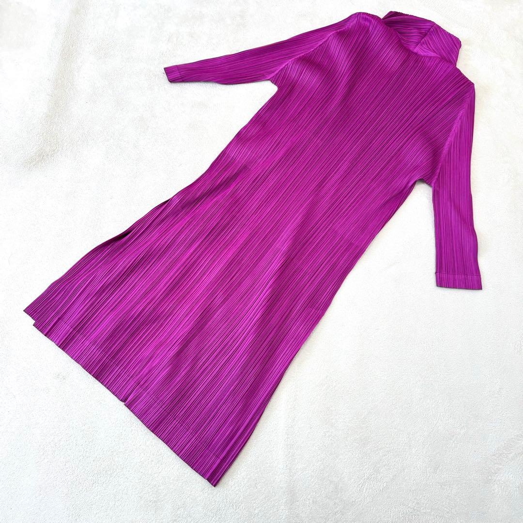 極美品✨PLEATS PLEASE プリーツ　変形　パープル　ロングカーディガン