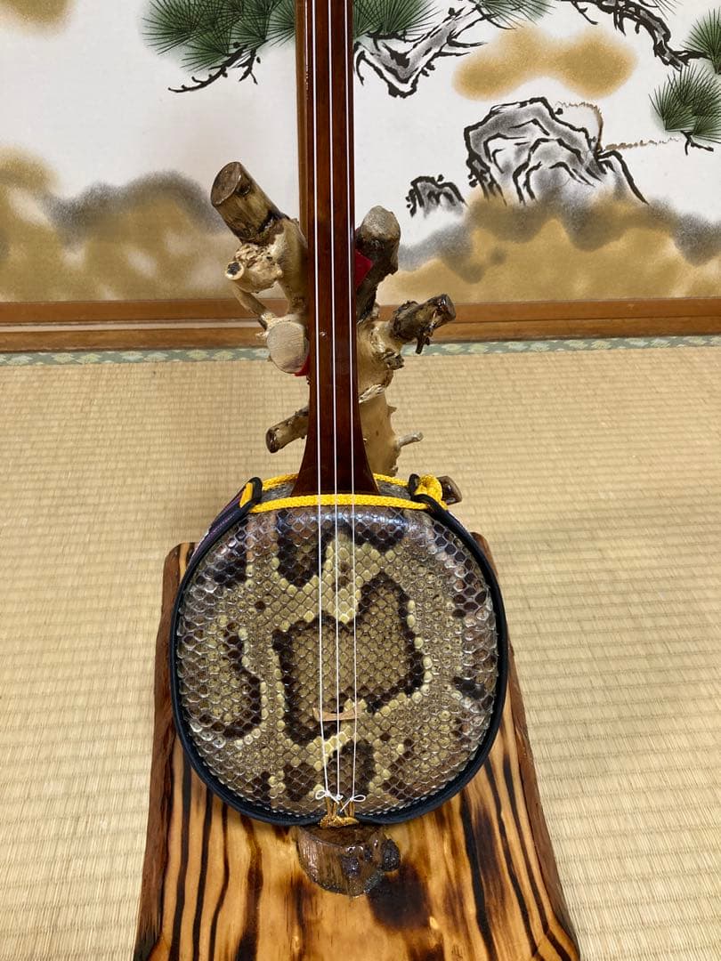 沖縄三線　八重山クルチ　本蛇皮一枚張り！