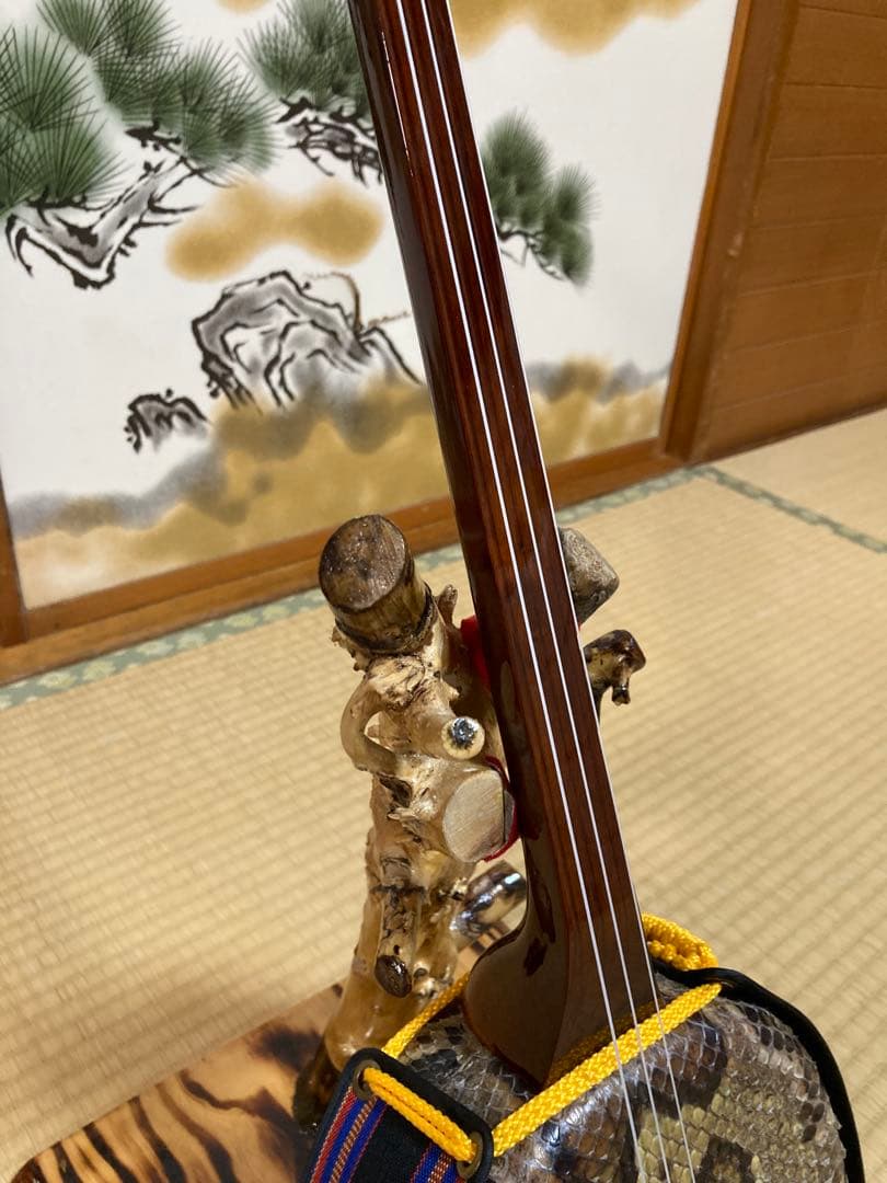 沖縄三線　八重山クルチ　本蛇皮一枚張り！