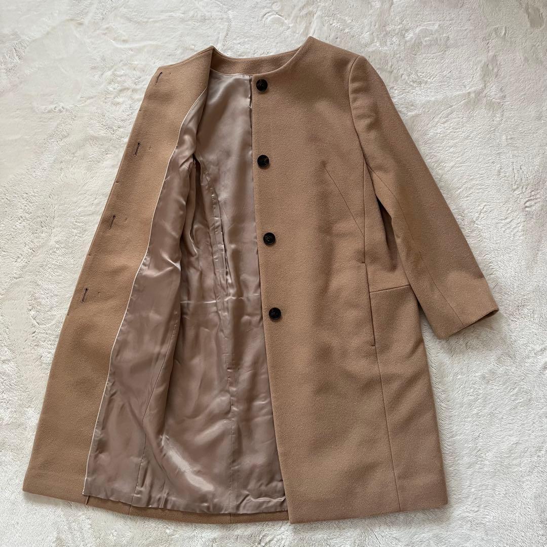 極美品✨アンタイトル　カシミヤ混 ノーカラーコート キャメル高品質　М近年購入