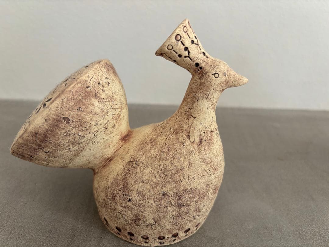 北川タケシ　レア　オブジェ　置物　陶器　鳥　犬