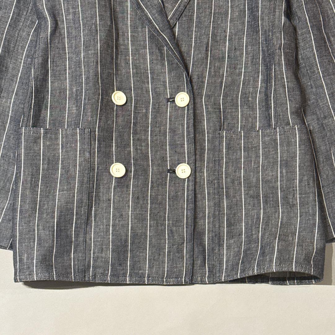 美品 MaxMara 白タグ リネン100% ダブル テーラードジャケット