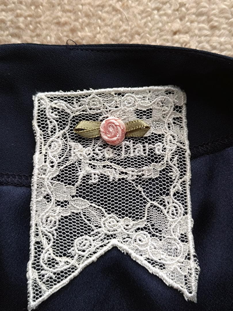 ローズティアラ ジュエル★フラワー刺繍ワンピース★40★ネイビー★美品