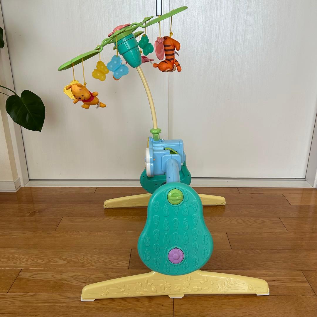 【完品・美品】くまのプーさん えらべる回転6WAY ジムにへんしんメリー電池付き