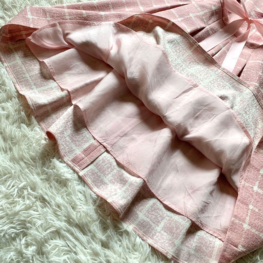 極美品✨エムズグレイシー 豪華 ジャガード リボン柄 ワンピース 40 フレア