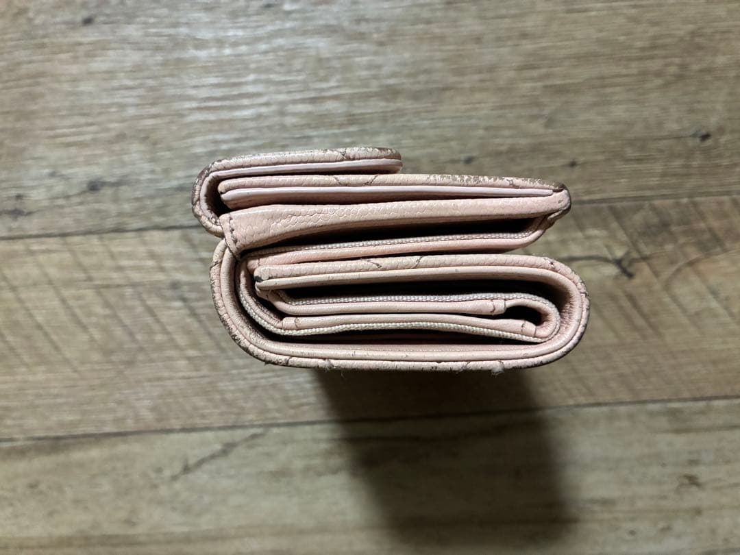 CHANEL キャビア 三つ折り財布 ピンク ココマーク コンパクトウォレット