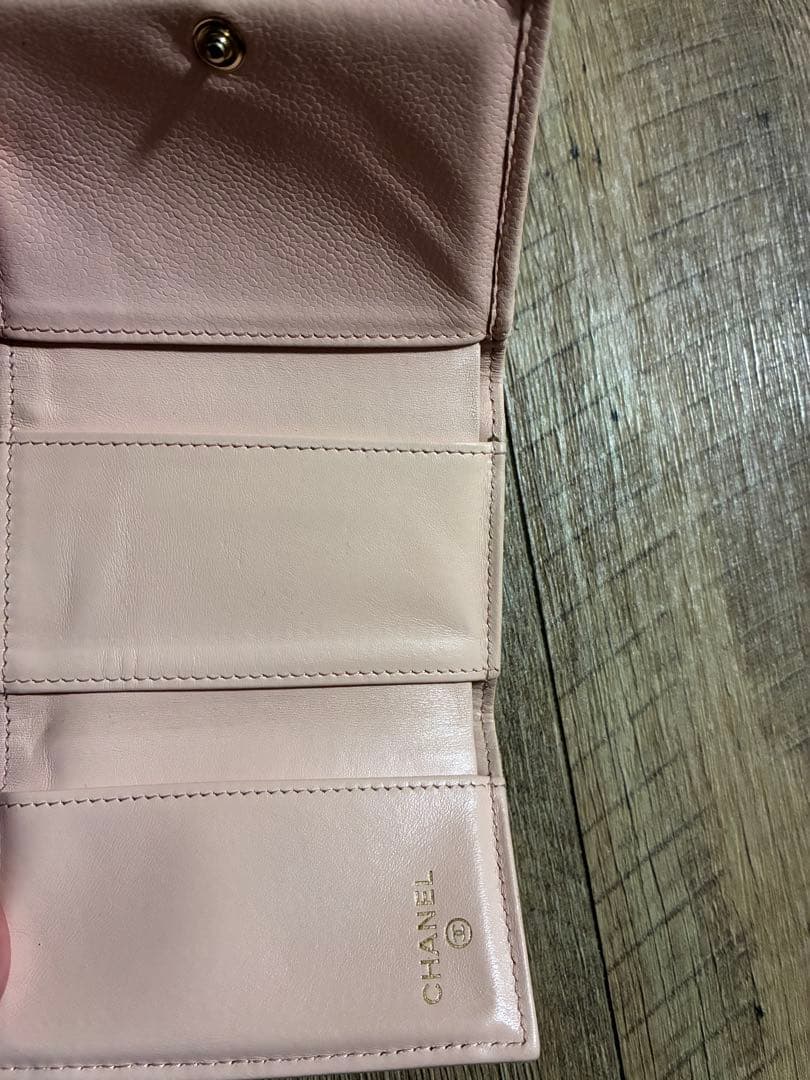 CHANEL キャビア 三つ折り財布 ピンク ココマーク コンパクトウォレット