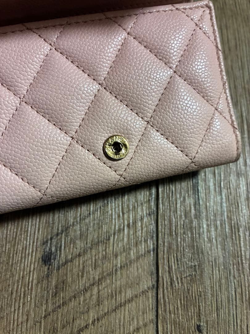 CHANEL キャビア 三つ折り財布 ピンク ココマーク コンパクトウォレット