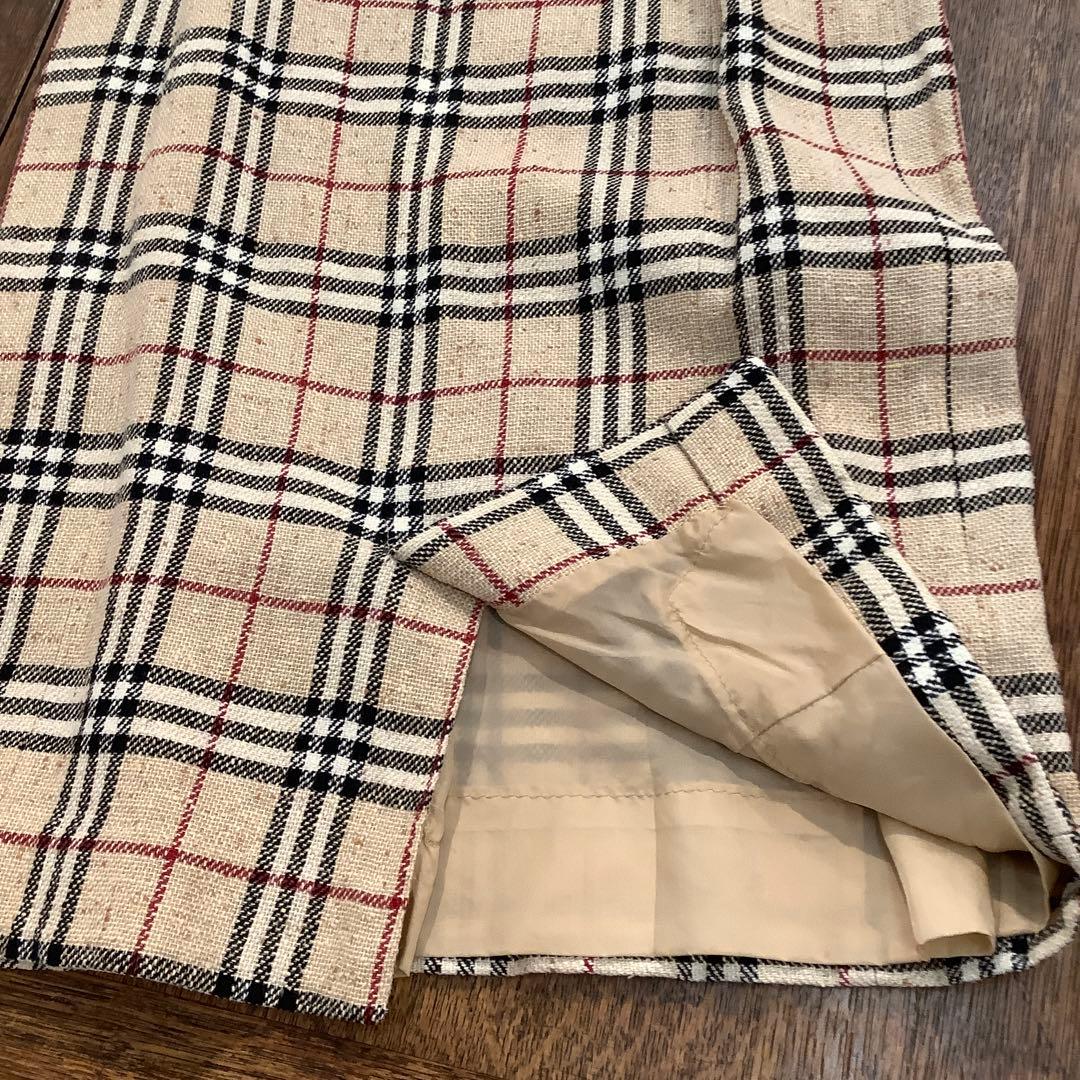 BURBERRY LONDON ノバチェック半袖ワンピース　麻絹混紡　サイズ42