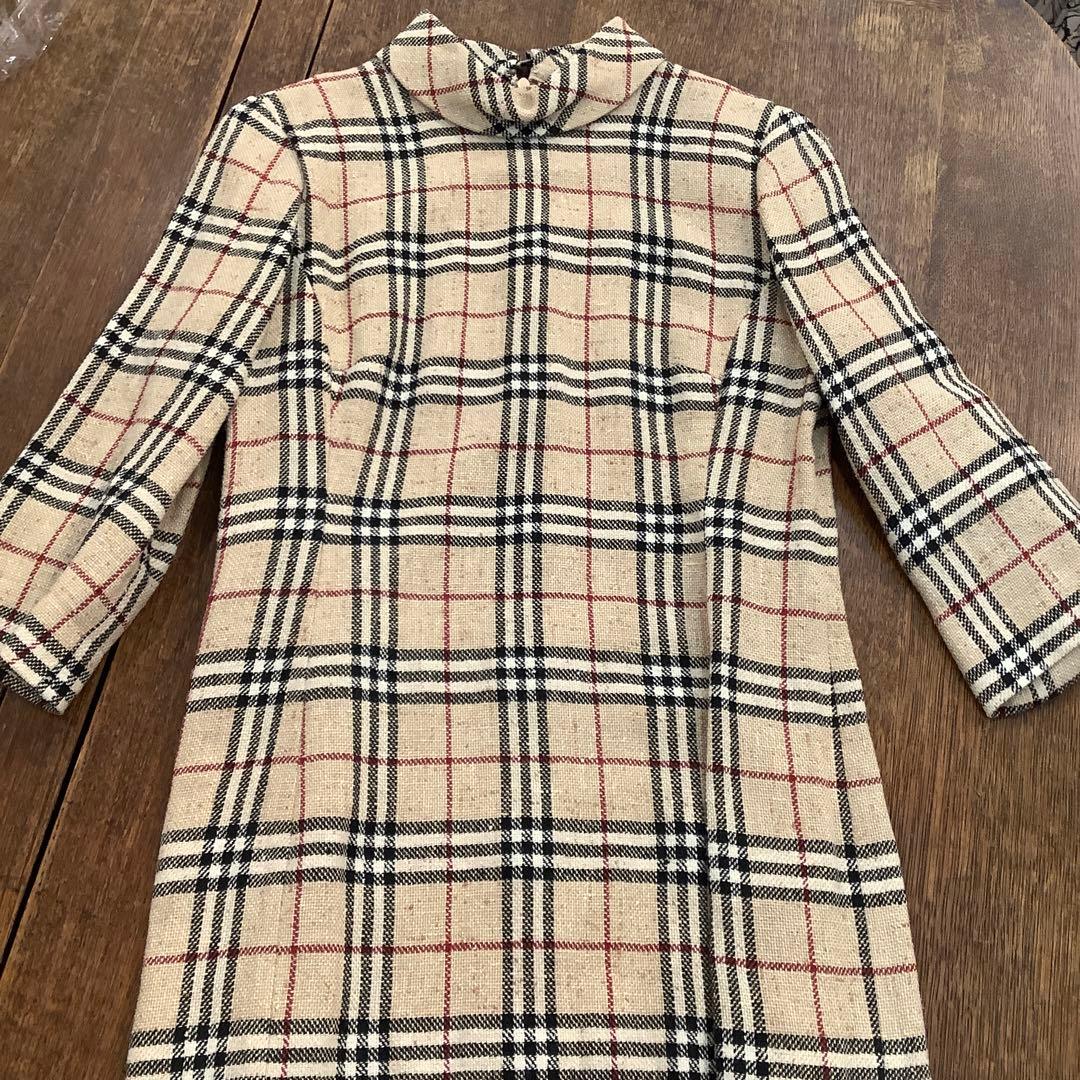 BURBERRY LONDON ノバチェック半袖ワンピース　麻絹混紡　サイズ42