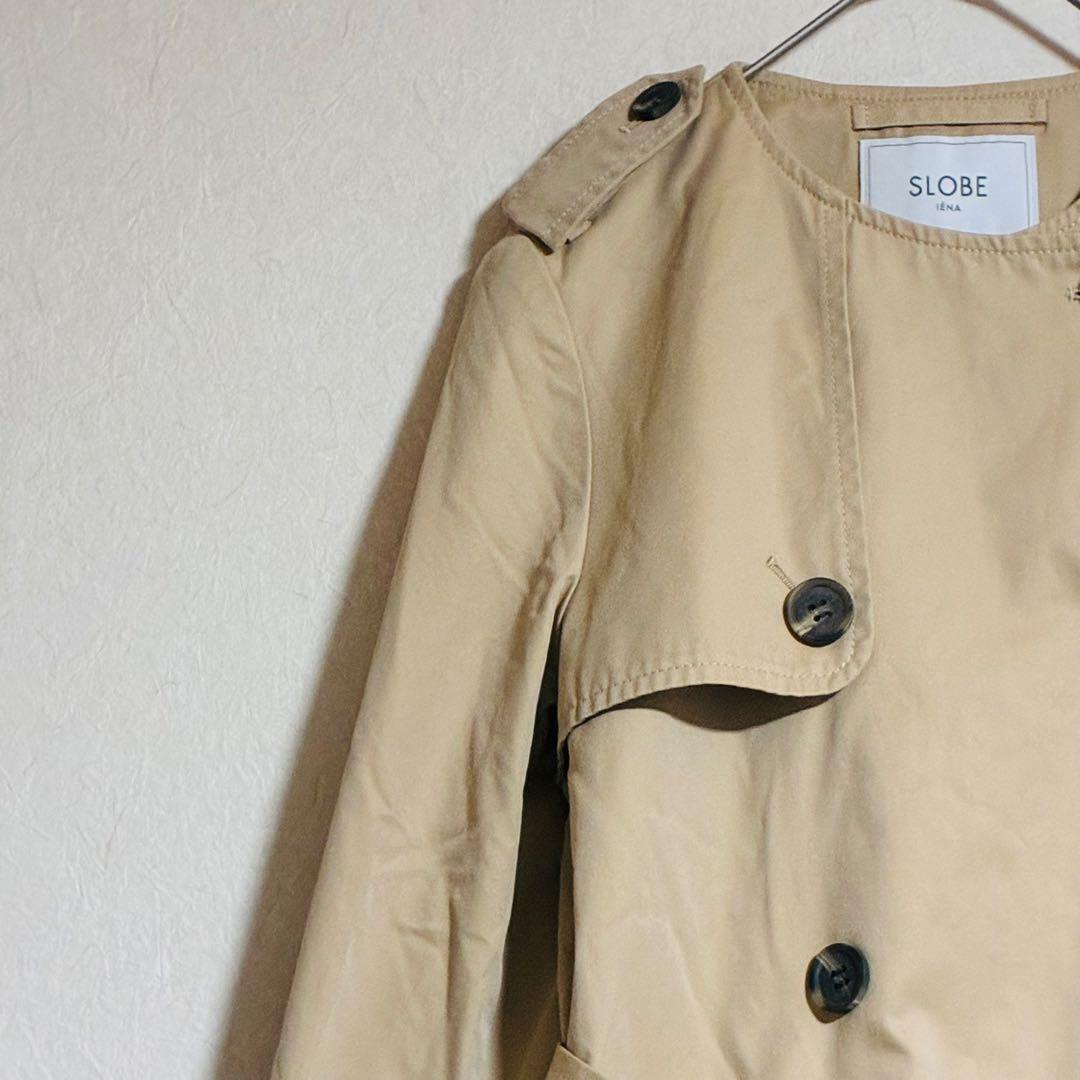 a3498 スローブイエナ 美品 トレンチコート ベージュ 40 ノーカラー