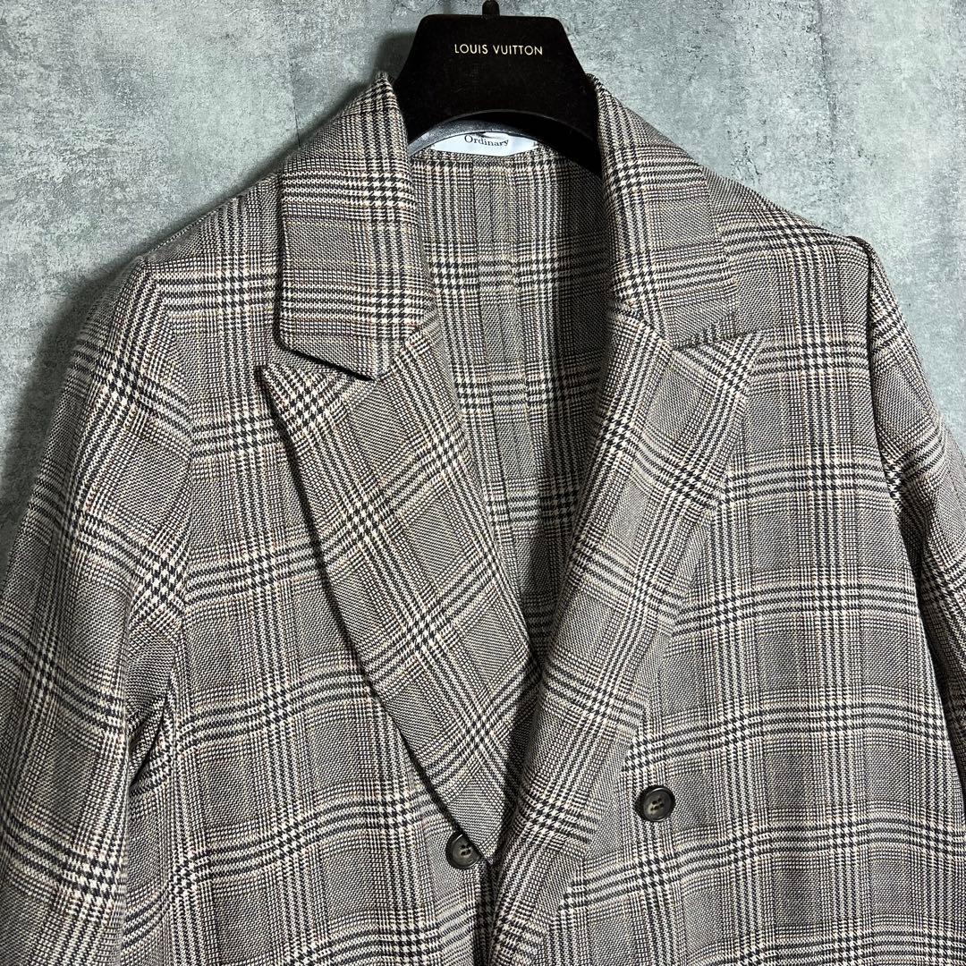 BoutiqueOrdinaryクシュクシュスリーブリネンダブルジャケット