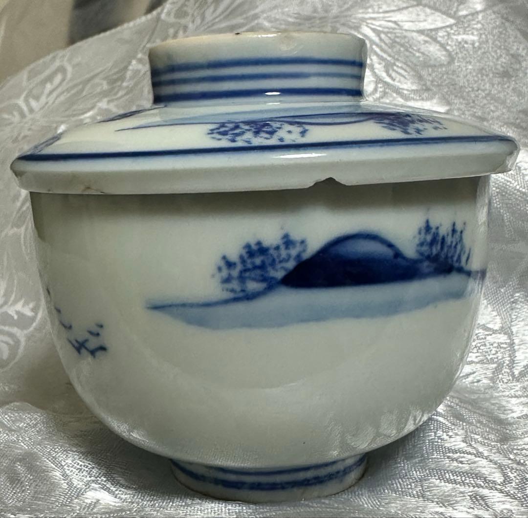 古伊万里　伊万里　中国　染付　蓋付き湯呑み
