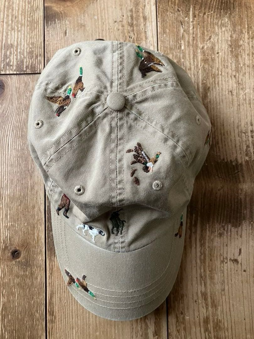POLO RALPH LAUREN キャップ ベージュ 総柄 犬 鳥 狩