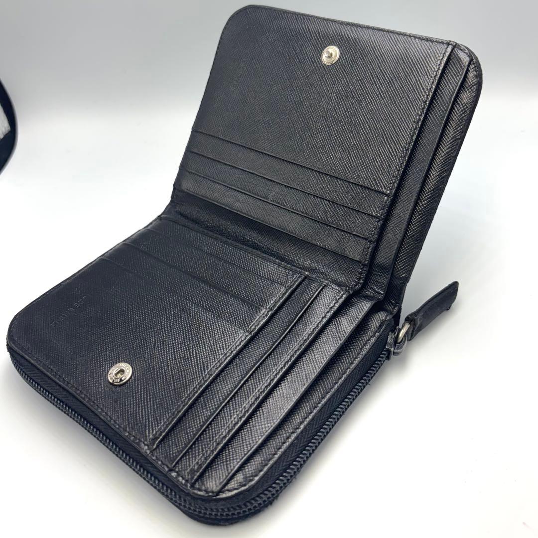PRADA プラダ ナイロン 三角ロゴ 二つ折り 財布 ZIPPED USED黒