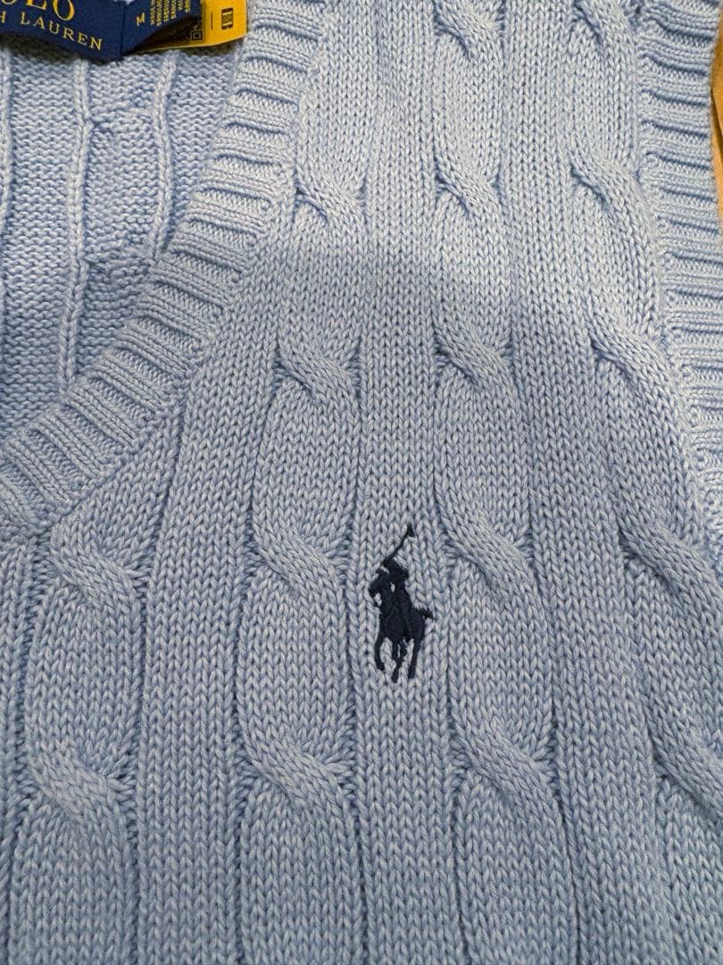 Mサイズ　Polo Ralph Lauren ケーブルニットベスト　ライトブルー