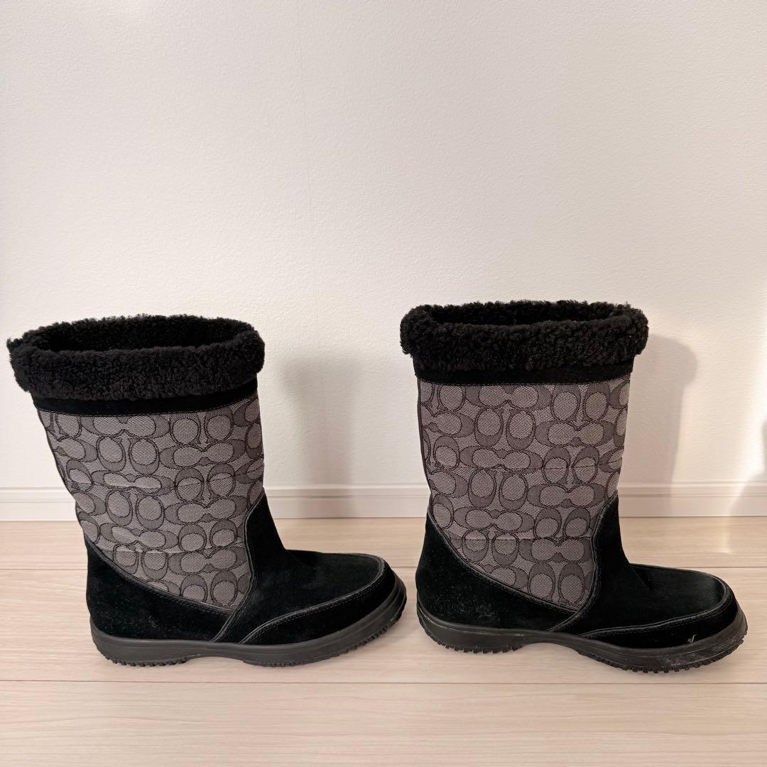 コーチ　ブーツ　ファー　シグネチャー 23.5cm ブラック