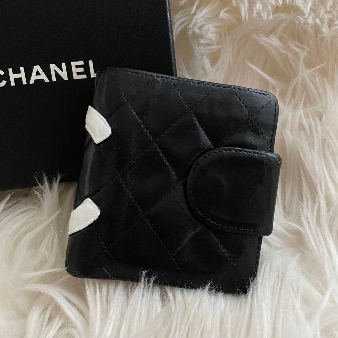 CHANEL シャネル カンボンライン がま口 財布 デカココ 黒 ピンク