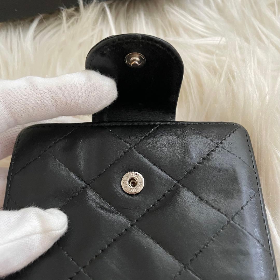 CHANEL シャネル カンボンライン がま口 財布 デカココ 黒 ピンク