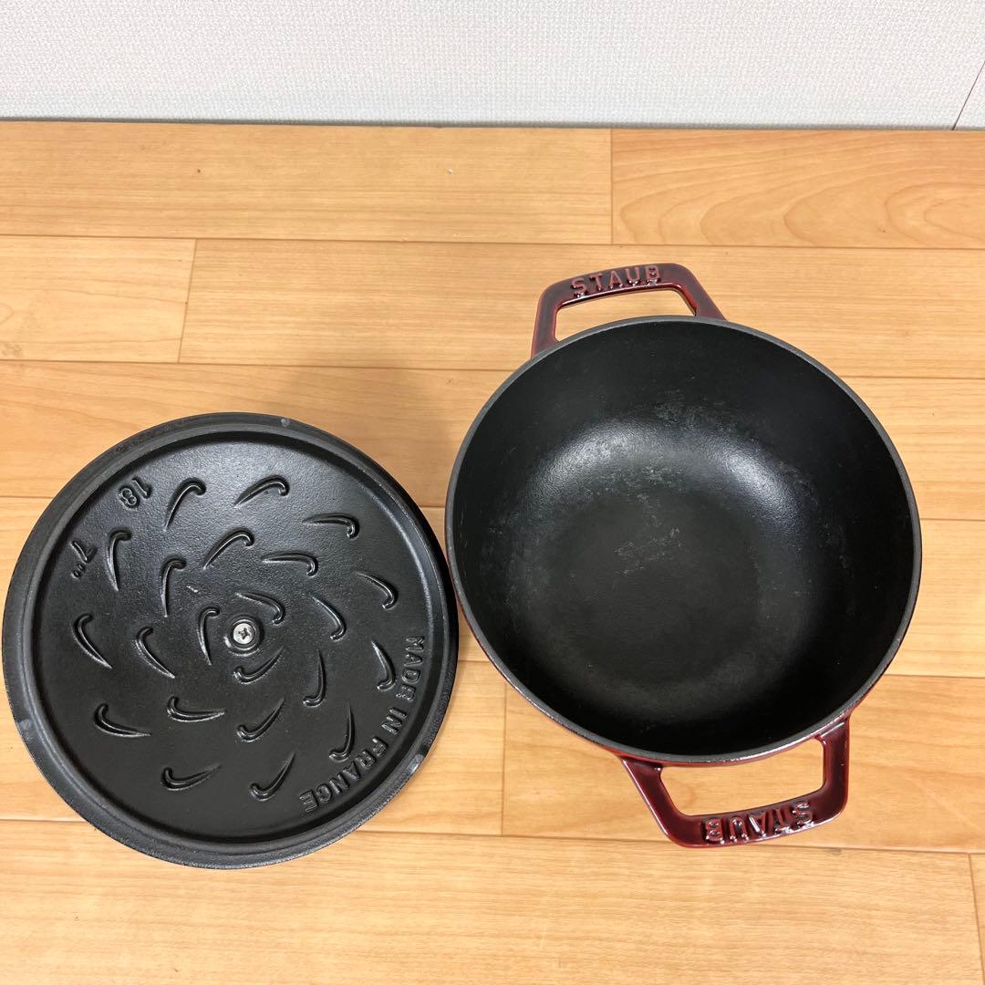 STAUB ストウブ Wa-NABE M 両手鍋 グレナディンレッド 18cm