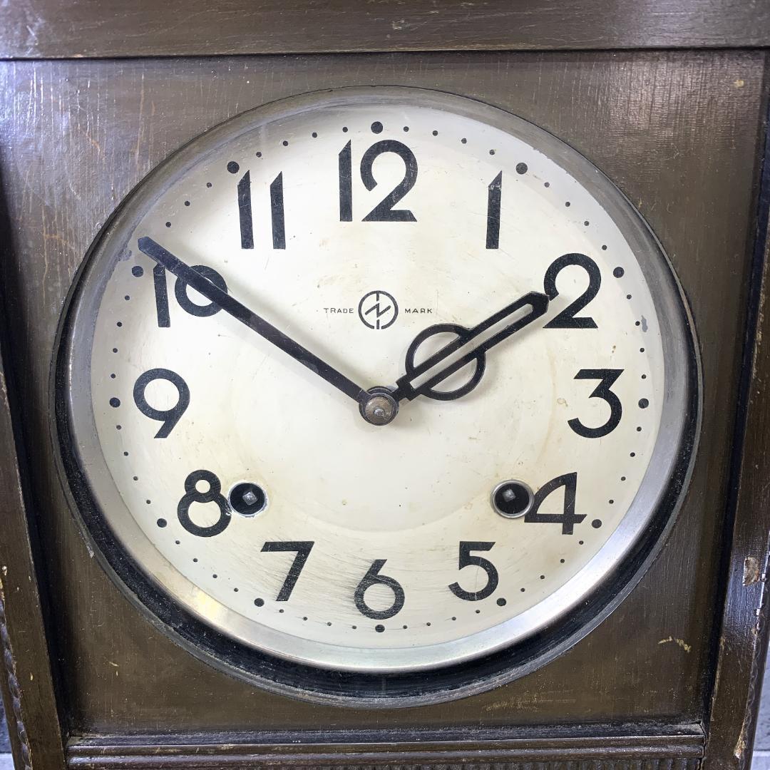 1950年代当時品　TRADE MARK 木製　ネジ巻き柱時計　振り子時計