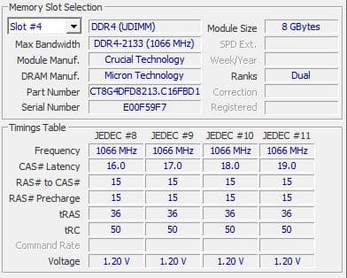 Crucial 8GB×2 16GB DDR4-2133メモリ