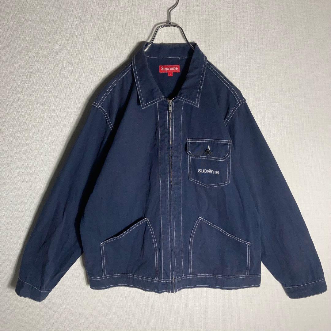SUPREME ワークジャケット カバーオール 刺繍ロゴ インディゴ L.