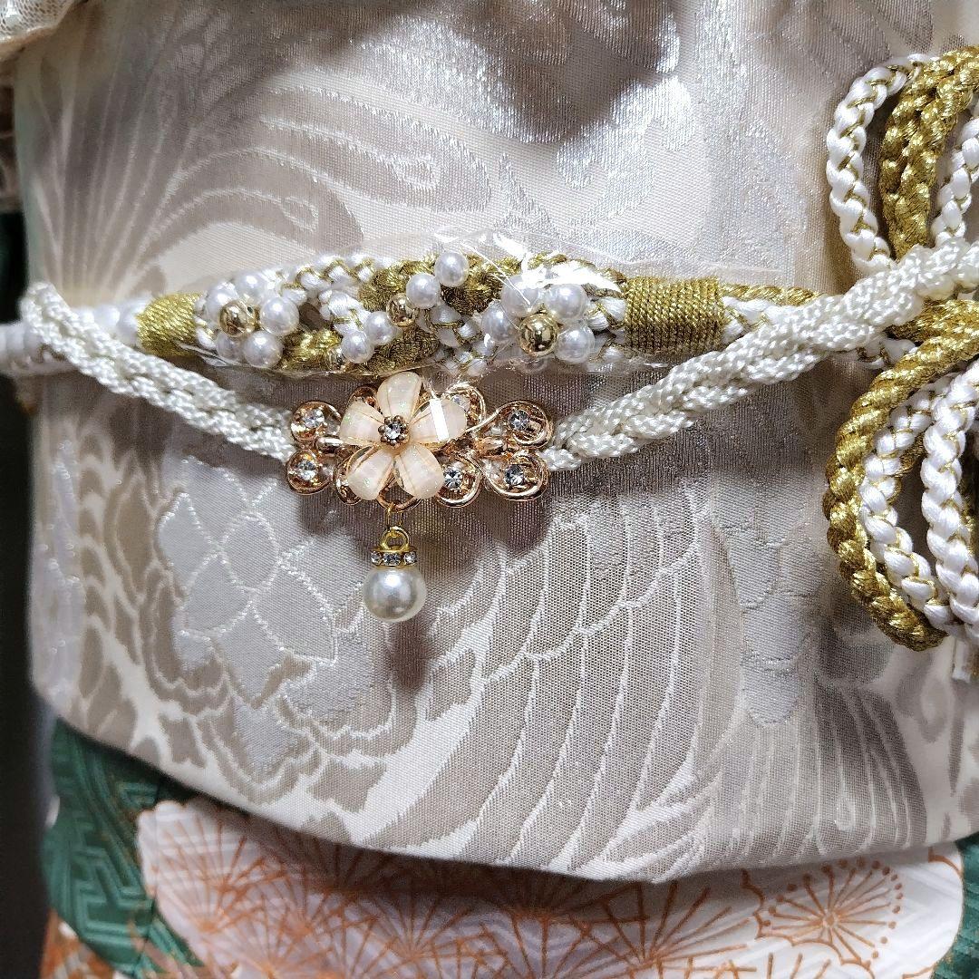 振袖フルセット(8点)・成人式・金駒刺繍・牡丹・ミントグリーン・くすみカラー