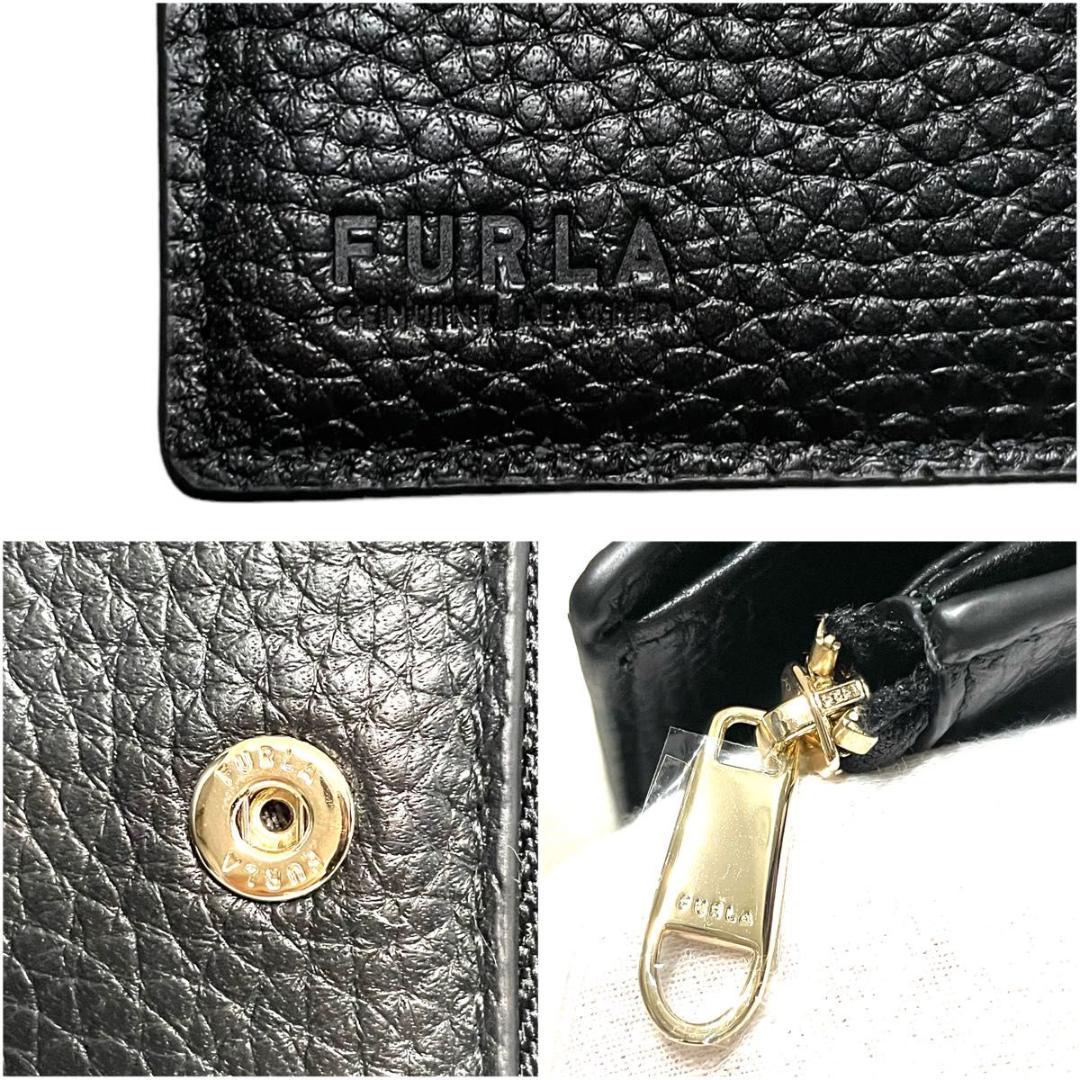 新品未使用　FURLA フルラ　折り財布　ブラック　レザー　二つ折り
